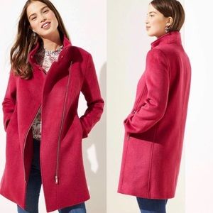 LOFT Cherry Jam Wooly Moto Coat - Medium Petite
